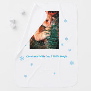 Christmas With Cat Photo customize Baby Blanket