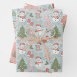 Christmas with Cats Snowmen Cookies &amp; Milk 3 Wrapping Paper Sheets
