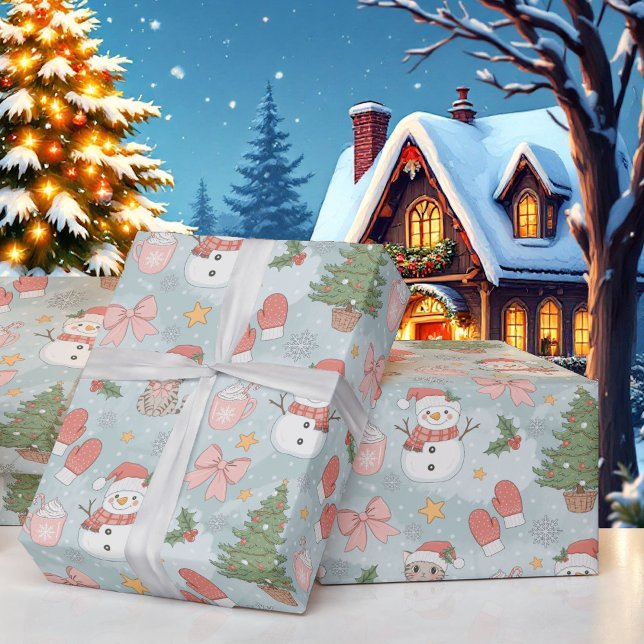 Christmas with Cats Snowmen Cookies & Milk Wrapping Paper (Creator Uploaded)