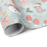 Christmas with Cats Snowmen Cookies &amp; Milk Wrapping Paper