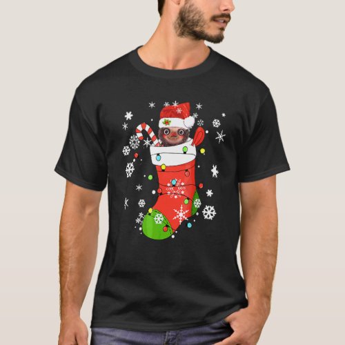 Christmas With Cute Sloth Inside A Sock T-Shirt