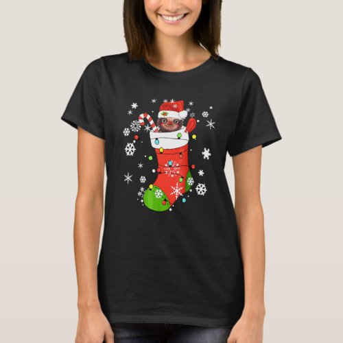 Christmas With Cute Sloth Inside A Sock T-Shirt