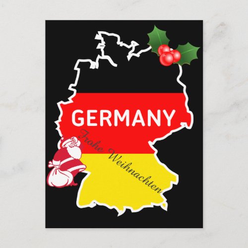 Christmas With German MapFlag and Santa Holiday Postcard