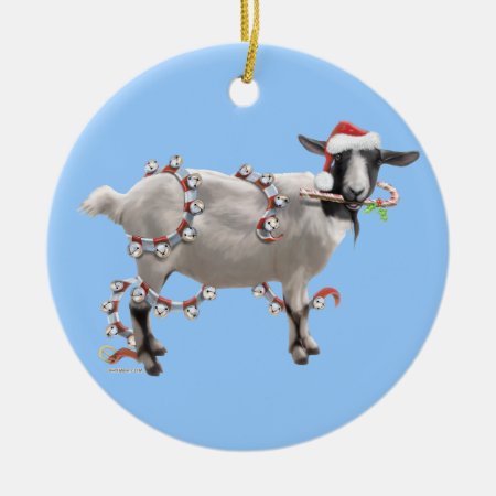 Christmas With Jada The Goat Ceramic Ornament