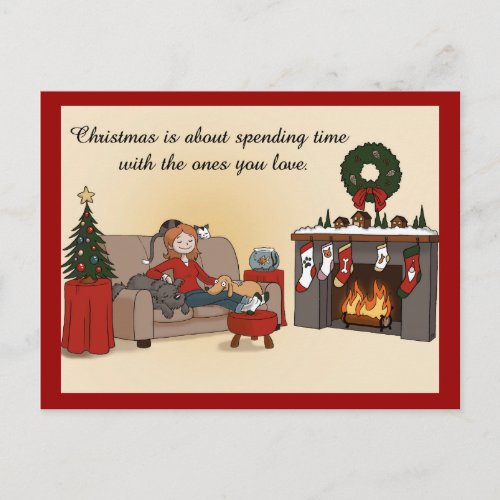 Christmas with Loved Ones Cartoony Holiday Postcard