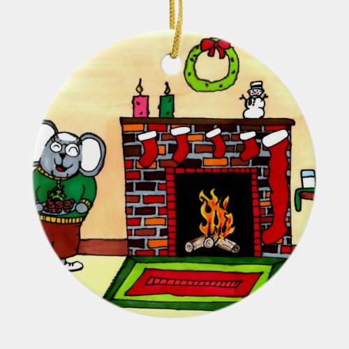 Christmas with Musubi Mouse Ceramic Ornament