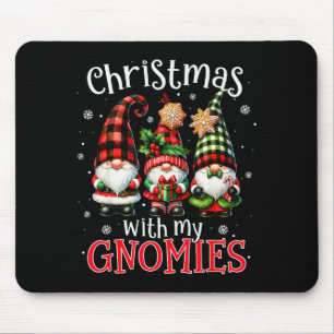 Christmas With My Gnomies Buffalo Plaid Gnome Fami Mouse Pad