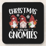 Christmas With My Gnomies Buffalo Red Plaid Gnome  Beverage Coaster<br><div class="desc">Christmas With My Gnomies Buffalo Red Plaid Gnome</div>