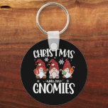 Christmas With My Gnomies Buffalo Red Plaid Gnome  Keychain<br><div class="desc">Christmas With My Gnomies Buffalo Red Plaid Gnome</div>