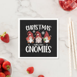 Christmas With My Gnomies Buffalo Red Plaid Gnome  Napkins