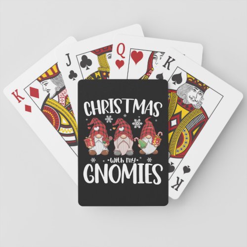 Christmas With My Gnomies Buffalo Red Plaid Gnome  Playing Cards