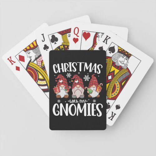 Christmas With My Gnomies Buffalo Red Plaid Gnome  Poker Cards