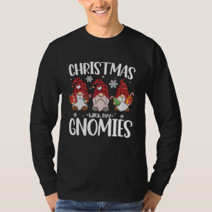 Christmas With My Gnomies Buffalo Red Plaid Gnome  T-Shirt