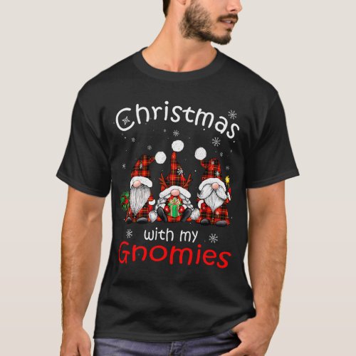 Christmas With My Gnomies Buffalo Red Plaid Gnome  T_Shirt