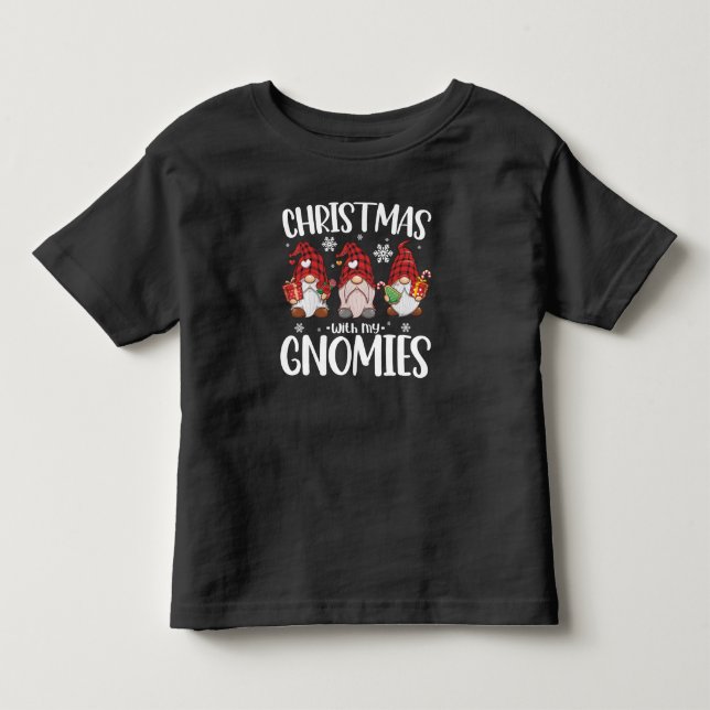 Christmas With My Gnomies Buffalo Red Plaid Gnome  Toddler T-shirt (Front)