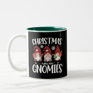 Christmas With My Gnomies Buffalo Red Plaid Gnome Two-Tone Coffee Mug