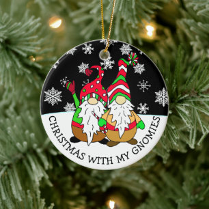 Christmas with my Gnomies Ceramic Ornament