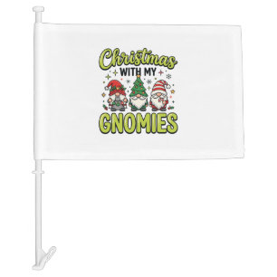 Christmas With My Gnomies Gnome Design Car Flag
