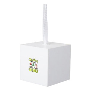 Christmas With My Gnomies Gnome Design Cube Ornament