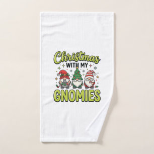 Christmas With My Gnomies Gnome Design Hand Towel