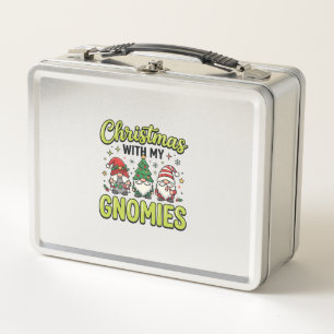 Christmas With My Gnomies Gnome Design Metal Lunch Box