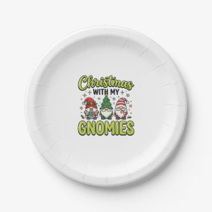 Christmas With My Gnomies Gnome Design Paper Plates