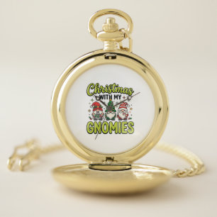 Christmas With My Gnomies Gnome Design Pocket Watch