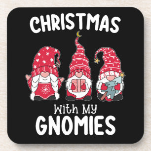 Christmas With My Gnomies Holiday Gnome Beverage Coaster