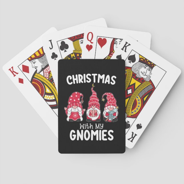 Christmas With My Gnomies Holiday Gnome Poker Cards (Back)