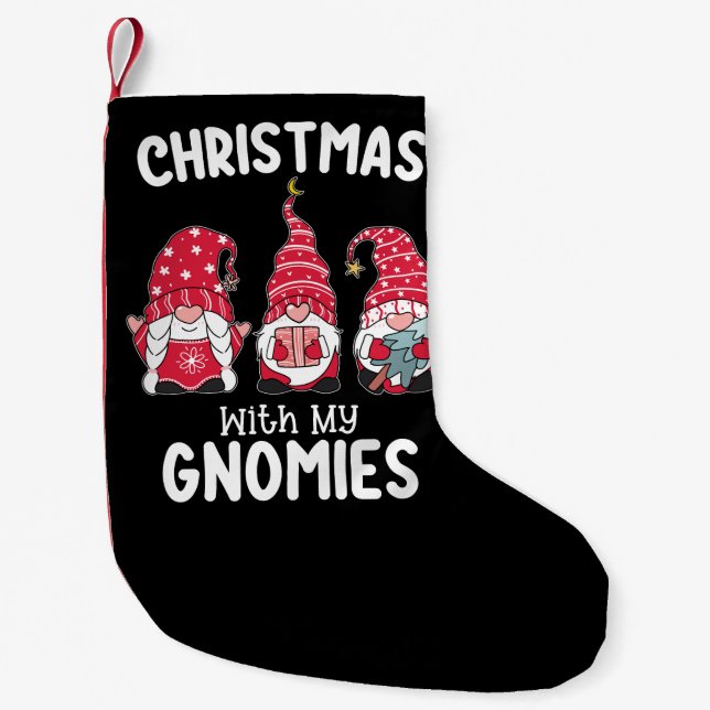 Christmas With My Gnomies Holiday Gnome Small Christmas Stocking (Front)