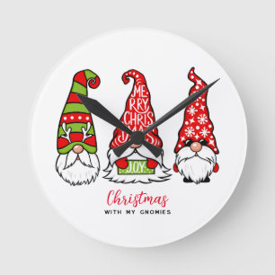 Christmas With My Gnomies Round Clock
