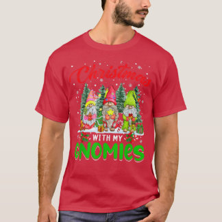 Christmas With My Gnomies Three Gnomes Xmas Trees T-Shirt