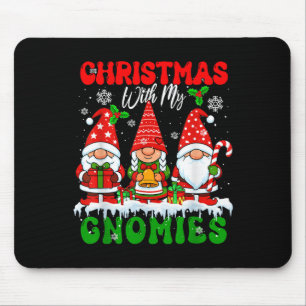 Christmas With My Gnomies Xmas Three Santa Gnomes Mouse Pad
