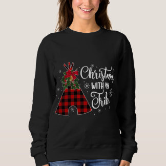 Christmas With My Tribe Buffalo Plaid Christmas Xm Sweatshirt