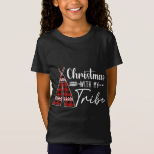 Christmas With My Tribe Buffalo Plaid Matching Fam T-Shirt