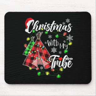 Christmas With My Tribe Family Plaid Pajamas Xmas  Mouse Pad