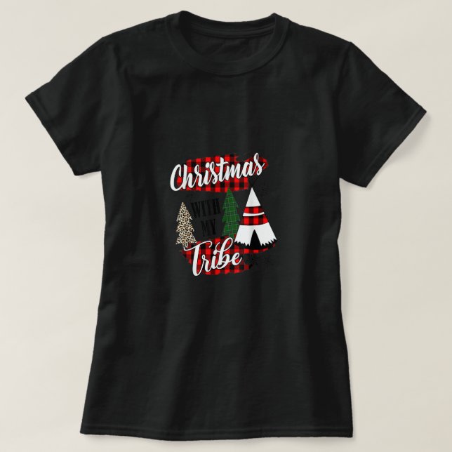 christmas with my tribe pajama family leopard_1 T-Shirt (Design Front)