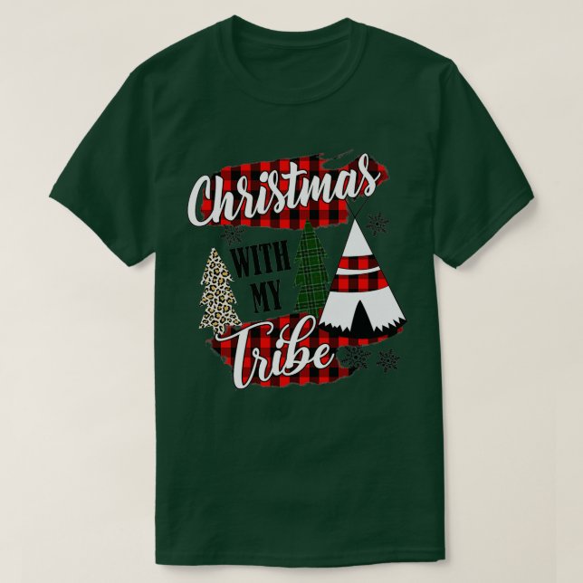 christmas with my tribe pajama family leopard  T-Shirt (Design Front)