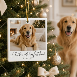 Christmas With Our Best Friend Personalized Dog Ceramic Ornament