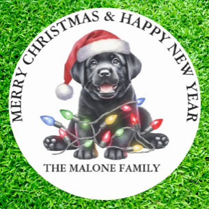 Christmas with Our Labrador! Classic Round Sticker