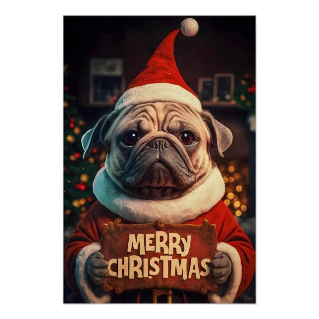 Christmas with Pug Poster (Front)