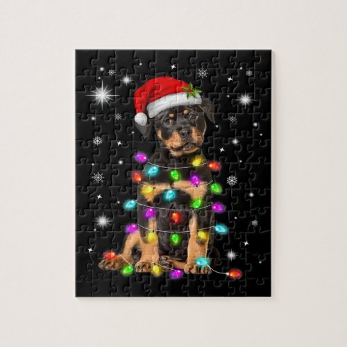 Christmas With Rottweiler Dog Jigsaw Puzzle