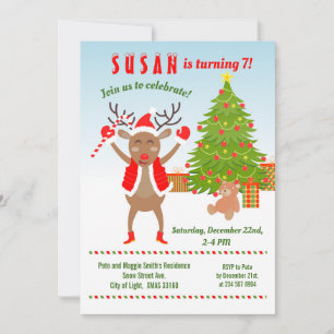 Christmas with Rudolph Birthday Party Invitation