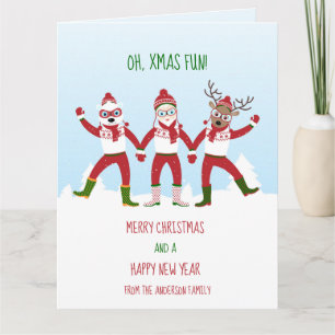 Christmas with Santa Claus, Rudolph, Polar Bear Card