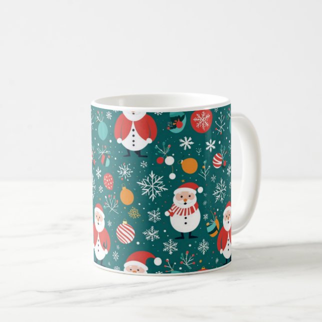 Christmas with Santa pattern Coffee Mug (Front Right)