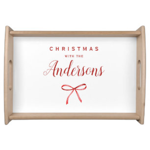 Christmas with the family - red ribbon serving tray