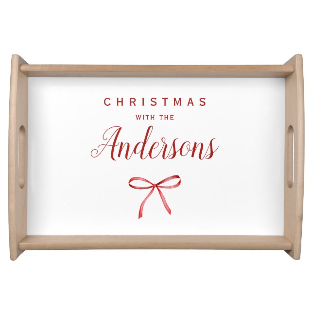 Christmas with the family - red ribbon serving tray (Front)