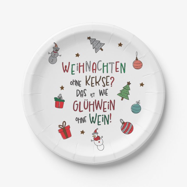 Christmas without cookies? funny Christmas Paper Plates (Front)