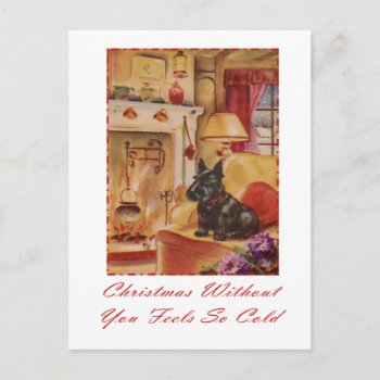 Christmas Without You Feels So Cold Holiday Postcard by vintagecreations at Zazzle