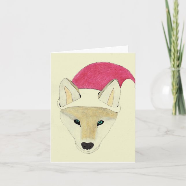 Christmas Wolf Design, Blank inside Card (Front)